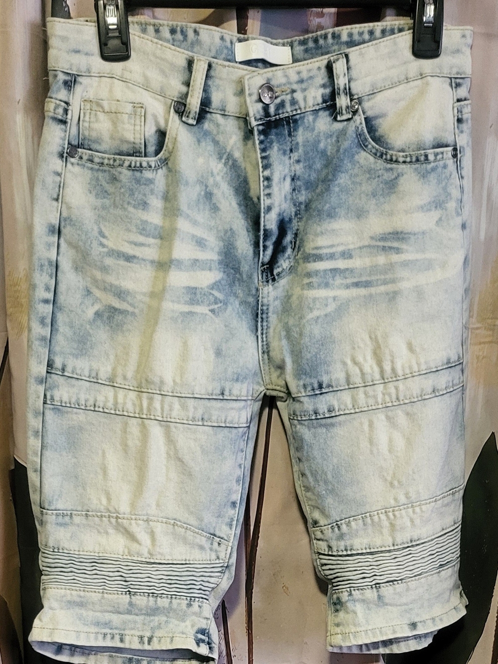 Light Wash Acid-Effect Kids Denim Shorts